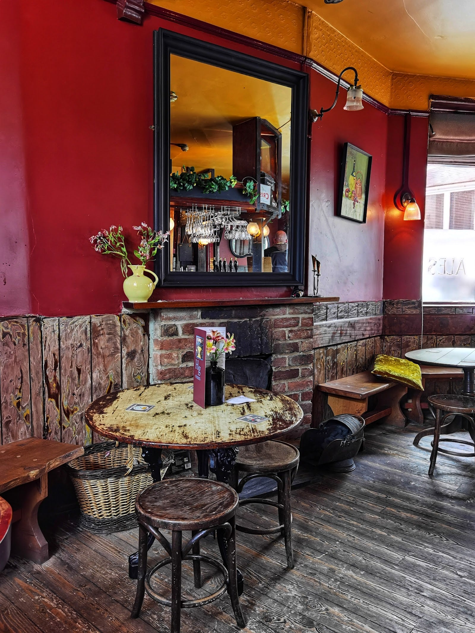Fireside seating at The Hour Glass Inn, Exeter